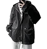 [MMTYRM] メンズ カーゴジャケット フード付き MA-1ジャケット ミリタリー ゆったり お洒落 カジュアルコート かっこいい フライトジャケット 大きいサイズ アウターブラックT1