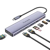 USB Cマルチポートアダプター 8-in-1 USB Cハブ USB C ノートパソコン ドッキングステーション 1DP 4K@60HZ&2 HDMI 4K@60HZ付き 100W 配信 1 x USB 3.2 10Gbps 1 x USB 2.0 SD/TFカードスロット、MacBookなどに対応