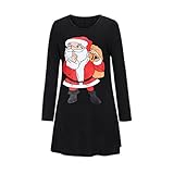 (Large, Black) - NEW Women Christmas Santa Claus Printed Dress Long Sleeve Mini Dress by ZYooh Swing