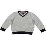 Tommy Hilfiger(トミーヒルフィガー) Vネックワンポイントコットンセーター(Gray) 3-6m(3-6ヶ月) [並行輸入品]