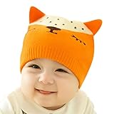 Amberetech ベビー帽子 赤ちゃん帽子 子供 防風・防寒・保温 耳保護 春秋冬新型　可愛く柔らかいニット帽子　狐の形　柔らかい手の感触 暖かくかわいい帽子 春 秋 冬 女の子 男の子 (オレン