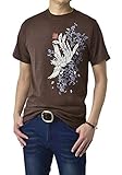 [FLAG ON CREW] 和柄Tシャツ メンズ 半袖 Tシャツ プリント 和アメカジ / B0S / 3L 孔雀柄・ブラウン