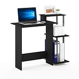 フリノ (Furinno) Efficient イフィシント ノートパソコン用デスク ブラック/グレー スクエアシェルフ付き 幅101×奥行40×高さ85cm 【日本正規輸入品】 11192BK/GY