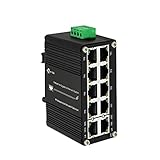 ミニ産業用スイッチ 10ポート ギガビットスイッチ 硬化 10ポート RJ45 10/100/1000Mbps イーサネットスイッチ DINレールマウント 屋外イーサネットスイッチ 非管理ネットワークスイッチ (-40~176°F) 12~48V DC付き