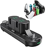【6in1】【PS5コントローラー/Proコン2台＆Joy-Con4台同時充電】PS5コントローラー Switch Pro Joy-Con 充電スタンド 6台同時急速充電 収納/充電一体型 過充電防止 LED指示ランプ付き 滑り止めマット 充電ホルダー Nintendo Switch/Playstation5 コントローラー対応 【Type-Cケーブル付き】【Type-C Proコン全機種対応】【1年安心保障付き】