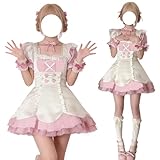 [FULINE] ハロウィン コスプレ メイド 可愛い メイド服 チェック柄 半袖 4点セット ピンク ブラック 3色 レディース ワンピース レース フリル 蝶結び 日常 ドレス 喫茶店 遊園地