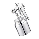 Flameer エアコンプレッサー スプレーガン 600ml 塗料カップ 家具 塗装 車補修 重力 フィード ペイントガン F-75