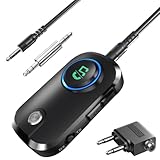 Ewin Bluetooth 5.3 トランスミッター & レシーバー 3.5mm 19時間再生 2台同時接続 受信機+送信機 2-in-1 ブルートゥース ハンズフリー通話 ナビ 音楽再生 低遅延 イヤホンジャック テレビ 車 飛行機 など適用 充電しながら使用可