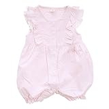 可愛いお袖フリル付き babyロンパース お得 プチプラ(PI-ピンク、80)