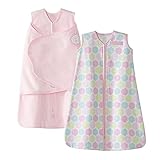 HALO SleepSack 100% Cotton Swaddle and Wearable Blanket Gift Set, Pink Lacy Flower, 2 Piece, New Bor
