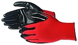 Liberty Glove & Safety 4631Q/RD/S Black Nitrile Palm Dip Glove, 13 gauge Polyester Shell, Small, Red