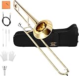 Eastar トロンボーン テナー B調 Trombone ゴールドラッカー ケース付 真鍮 学生用 ETB-330