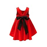 Cutelove 子供ドレス ワンピース 女の子 蝶結び付き バックレス 可愛い 夏 袖なし 赤ちゃん 素敵 おしゃれ ドレス レッド