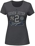 マジェスティックDerek Jeter # 2ニューヨーク・ヤンキースキャプテンレディースLargeクルーネックFinal Season 2014シャツ – レディースチャコールグレー