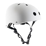 スポーツ ヘルメット 子供用 大人用 自転車 スケボー インラインスケート キックボード ジュニアヘルメット 軽量 耐衝撃性 Mサイズ 54~57cm ホワイト シンプル