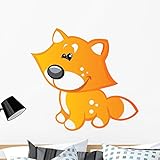 Wallmonkeys wm189204キュートベビーオレンジとイエローCartoon Foxピールとスティック壁デカール 36"W x 34"H - Large GEN-16424-36