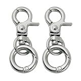 キーホルダー金具 【2個入】ワンタッチキーホルダー 回転カン付き ハンドメイド キーリング アクセサリー DIYスプリング 手芸用品 (シルバー)