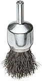 Weiler Wire End Brush, Solid End, Round Shank, Steel, Crimped Wire, 3/4" Diameter, 0.0104" Wire Diam