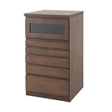 天然木アルダー　FAX台兼用リビングチェスト　(幅45cm)　ダークブラウン色