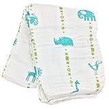 Bambino Land Double Layer Swaddlingブランケットジャングルティール