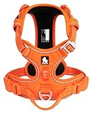 cocomall 2023最新 犬用ハーネス 犬用胴輪 ドッグ ペット用品 3M反射材料 訓練 ナイロン製 小型犬、中型犬、大型犬に向け 通気性 調節可能 (XL, オレンジ)