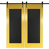 WinSoon 12 FTダブル国装飾ブラックプーリSlidingバーンドアハードウェアトラックローラーHangingワードローブクローゼットメタルスチールキット