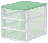 サンコープラスチック 小物収納3段 ストッキー 幅26.4×奥35×高28cm ソフトグリーン
