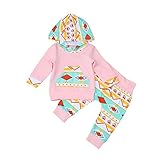 杜屋トヤ　モンクレール　新生児服　男の子　女の子　赤ちゃん　ピンク幾何模様長袖フード付きトップス　パンツ　二点セット　かわいいプリント洋式秋服　秋　冬　コスチューム衣装セット　遊び・記念・撮影・誕生日