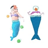 Veewon Fashion Baby Infant Newborn Costume Photo Hat Clothes Baby Photograph Props (Mermaid Blue) [並