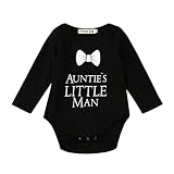 trimakeshop新生児赤ちゃんBow Auntie 's Little Man長袖ロンパース服装 6-12M ブラック T-11