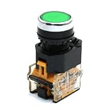 AC 220 V 5.5 A No / Nc DPST 4ピンプッシュボタンスイッチ自動ロック式グリーン
