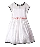 [ユーエス エンジェルス] Us Angels Geo Lace Short Sleeve Dress w/ Mesh Yoke & Satin Belt (Toddler/Little Kids) 