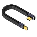 QIANRENON 40Gbps USB4.0 C オス - 90°アングルCオス データショートケーブル 240W USB Type C 4.0 PD 高速充電フラットフレックスケーブル Thunderbolt 3/4 スマートフォンパワーバンク用 13cm/5.1インチ (垂直曲げ)