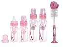 Dr. Brown Baby Bottles Pink (2 - 8 Oz Bottles) and (2 - 4 Oz Bottles) with Pink Bottle Brush by Dr. 