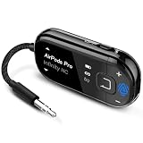 Avantree Voyager - 最新Auracast & Bluetooth 5.4 トランスミッター 飛行機用 OLEDディスプレイ搭載 aptX Adaptive対応 Qualcommチップ搭載 AirPods/ワイヤレスヘッドフォン/イヤホン向け Bluetoothオーディオトランスミッタ 3.5mm AUXジャックアダプター付属 旅行/ジム/パソコンに最適