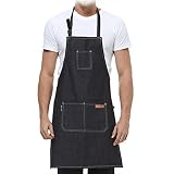 Yuena Care エプロン デニム 作業エプロン メンズ デニムエプロン 女性用 業務用 キッチン カフェ 料理 作業 無地 男女兼用 首掛け