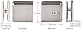 つや消しニッケルBeveled hole-in-glassスタイル丈夫なガラス壁マウントクランプ 2" (51 mm) Wide x 2" (51 mm) High BCU4BN