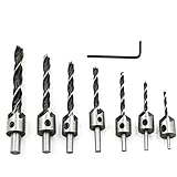 Bestgle 7ピース 皿ドリルビット 木工 穴あけ 面取り カッター トリマー 木工用 穴あけ 面取りカッター 六角レンチ付き