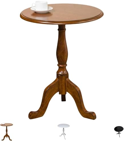 ダークブラウン円形木製テーブル Amazon｜おしゃれ 北欧 丸型 木製 ダークブラウン)｜サイド