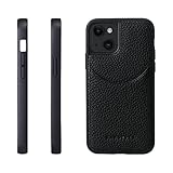 HANATORA for iPhone 14 ケース 本革 耐衝撃 スマホケース スマホ コードホルダー 付き シュリンクカーフレザー ギフト マグネットなし ブラック CPG-14-Black