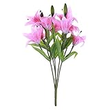 Healifty 1pc人工花リリーシミュレーションフラワープラスチック人工花の花束ホームウェディングデコレーション（ホワイト）