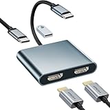 USB C HDMI 変換アダプター デュアル HDMI Type-C マルチディスプレイアダプタ 3画面 4-in-1 USB HDMI 2ポートHDMI拡張【4K対応2つのHDMI+USB-A3.0+USB-C PD充電】 USBディスプレイアダプタ HDMI ハブ ドッキングステーション hdmi 2つ MacBook/iPad Pro/Surface Go/他のタイプC デバイス対応