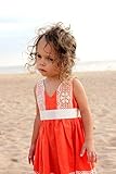フレンチレースオレンジノースリーブワンピース９months-５才★可愛いくて品がある！欧州ラトビアのデザイナーがオーダーを受けてから生地の裁断にはいり、ひとつひとつ丁寧につくりあげるセミオーダー。お届