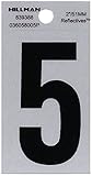 The Hillman Group 839388 2-Inch Black on Silver Reflective Square-Cut Mylar House Number 5 [並行輸入品]