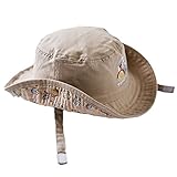LeafIn 紫外線対策 ベビーUVcut帽子 キッズハット 棉生地 アウトドアウェア 新生児から幼稚園までの子供向けキャップ チューリップハット カウボーイ帽 (XXL（頭囲：54cm）, カーキ)