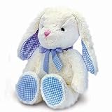 Baby Boys Gorgeous Cream Bunny Rabbit With Blue Gingham Detailing - Size 25cm by Soft Toy Bunny
