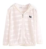 Plus Nao(プラスナオ) ジップアップパーカー 子供服 長袖 ボーダー柄 男児 女児 男の子 女の子 キッズ KIDS 薄手素材 フード付き 羽織り 上 100 ホワイト