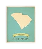 My Roots South Carolina Personalized壁マップ、Kid 's South Carolinaマップ壁アート、子供のサウスカロライナ州ヴィンテージ状態マップ、SC壁アート