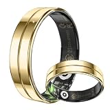 [JUSUTEK] 2025 人気 新登場 超軽量 ステンレス鋼スマートリング指輪,活動追跡リング フィットネススマートリング、全面数値安定センサ機能管理，2.5g，体感ゲーム，多機能運動，リモコン撮影，万歩計，5ATM防水，水泳、潜水が可能，Bluetooth5.3，カロリー，長時間使用可能，男女兼用，iphone&コンパチブル対応,贈り物,日本語説明書付き (金, 8号（内周長：57mm）)
