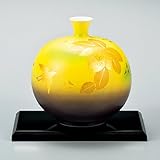 九谷焼　5号花瓶　金箔花鳥　台付